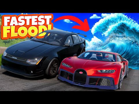 Escaping a 200 MPH FLOOD in a Bugatti?! (BeamNG Drive Mods)