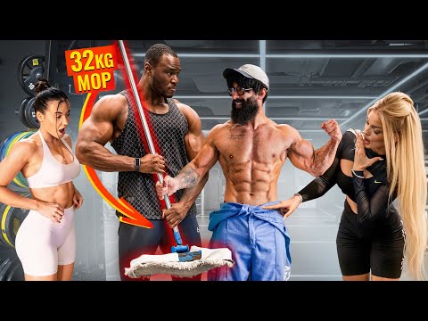 32KG Mop Shocks BodyBuilders and GIRLS in a GYM | Anatoly GYM PRANK #39