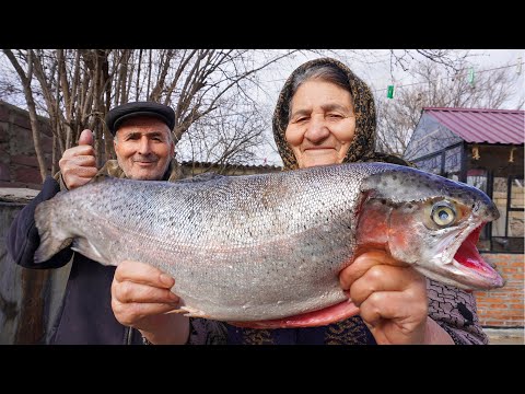 Amazing Roast SALMON Recipe from Grandma on the Oven! Life in a Faraway Village of Azerbaijan!