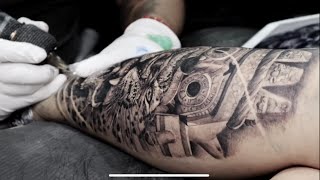 TATUAJE DE JAGUAR l TATUAJE NEO AZTECA l  TATUAJE TLÁLOC JAGUAR CRANEO l GRECKHARDY INK
