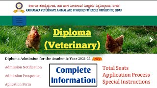 KVAFSU Bidar Notification | Diploma (Veterinary) Admission Notification | Diploma Veterinary 2021