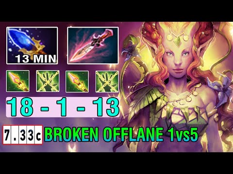 1vs5 Unkillable [Enchantress] Offlane 13Min Aghs Scepter Massive Impetus Damage 18Kill Dota2 7.33C