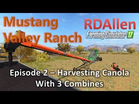 Farming Simulator 17 MP Mustang Valley E2 - Harvesting Canola with 3 Combines!
