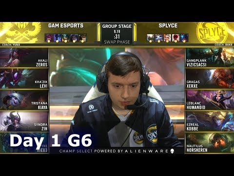 GAM vs SPY | Day 1 S9 LoL Worlds 2019 Group Stage | GAM Esports vs Splyce