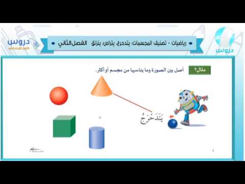 الاول الابتدائي| الفصل الدراسي الثاني 1438/ رياضيات | تصنيف المجسمات:يتدحرج,يتراص,ينزلق