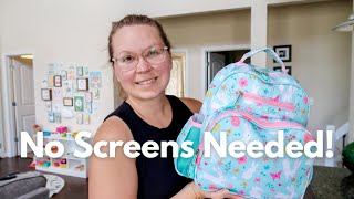 Screen-Free Toddler Favorites | Restaurant Bag + Car Activity Caddy Ideas