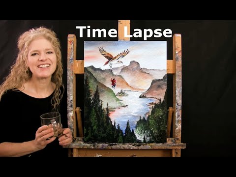 TIME LAPSE - Learn How to Paint FLIGHT OF THE IMAGINATION with Acrylic - Step by Step Tutorial