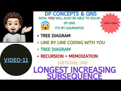 Longest Increasing Subsequence | Recursion & Memo |Tree Diagram |DP Concepts & Qns-11 | Leetcode-300
