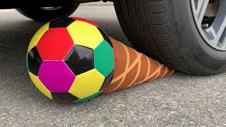 Experiment Car vs vs Soccer Ball Ice Cream | Crushing Crunchy &amp; Soft Things by Car