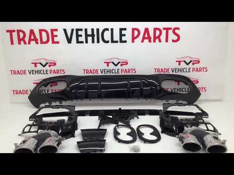 Fits Mercedes A Class W177 Sport Rear Diffuser & Exhaust Tailpipes Gloss Black video