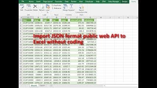 Import public web API, JSON Format, to Excel (no coding required)