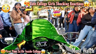 Cute College Girls Shocking Reactions To Zx10r Loud Exhaust & Raptor Extreme Revs Inside College OMG