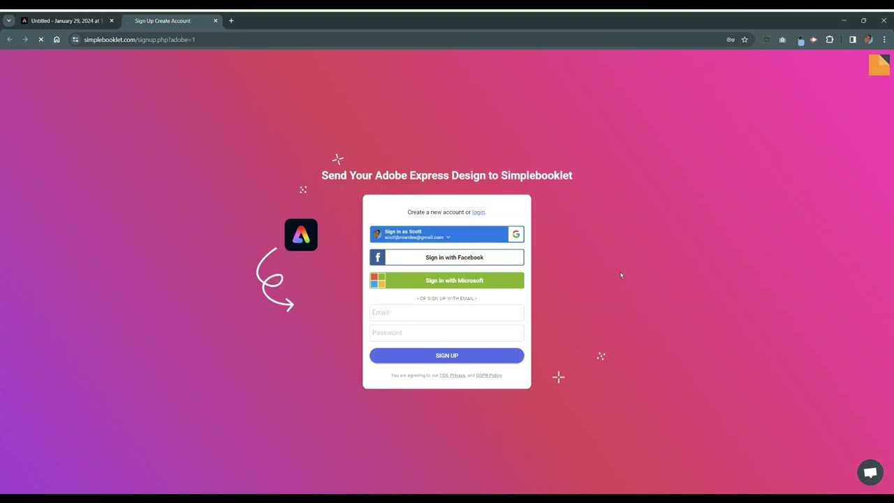 Connecting Adobe and Simplebooklet