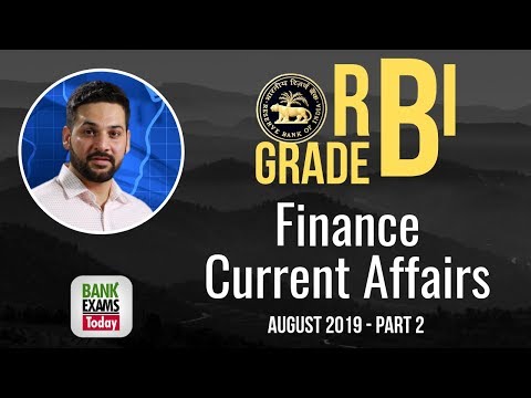 RBI Grade B Finance Current Affairs Quiz - August 2019 (Part 2)
