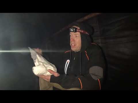 Outdoor Boys! HOT ROCKS in my Bushcraft Cot - Winter Camping in Alaska with a Survival Shelter