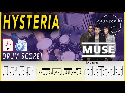 Hysteria - Muse | DRUM SCORE Sheet Music | #66 DRUMSCRIBE