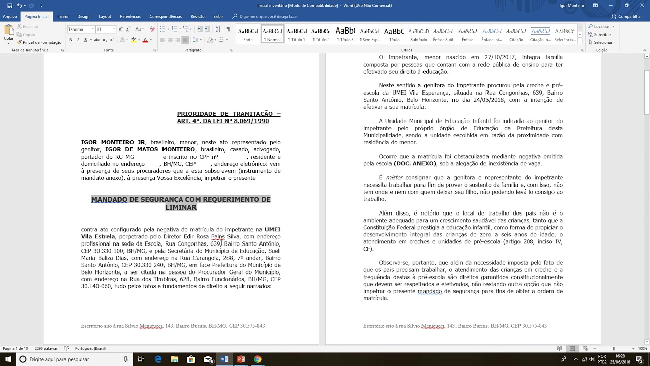 Petição inicial mandado de segurança