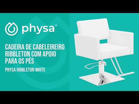 vídeo - Cadeira de cabeleireiro Ribbleton com apoio para os pés - 45 - 55 cm - 150 kg - branco