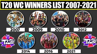 T20 World Cup Winners List From 2007-2021 | T20 World Cup Full Winners List From 2007-2021 | Records