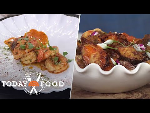 Chef David Viana shares two Portugueses-inspired dishes: Garlicky shrimp and patatas bravas