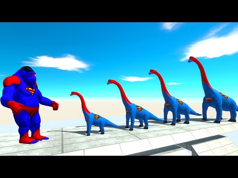 BATTLE 4 SIZE of SUPERMAN BRACHIOSAURUS - Animal Revolt Battle Simulator