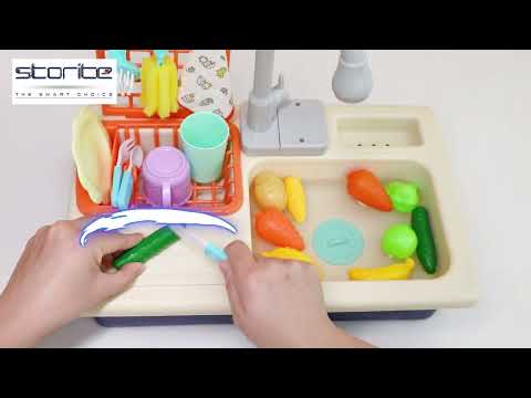 SNDIA Sink Dishwasher Kids Play Kitchen set with Running Water Blue