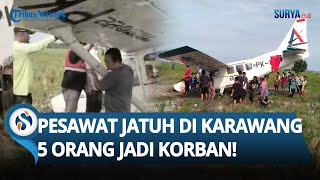 Penampakan Pesawat Jatuh Hantam Sawah di Karawang! 5 Orang Jadi Korban, Bagaimana Nasibnya?