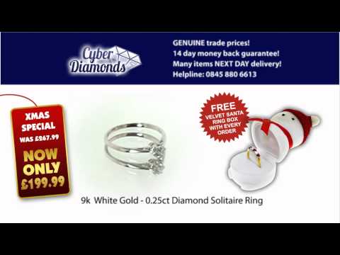 CyberDimonds - 9k White Gold 0.25ct Solitaire Diamond Ring with Brilliant Cut Diamond.