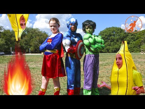 New Sky Kids Super Episode - Little Superheroes Bananas & Adventure Kids Nerf War Movie