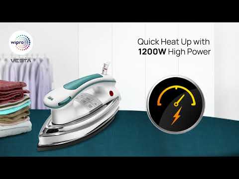 Wipro Elato 1200 Watt Gd203 Heavy Weight Automative Dry Iron, White