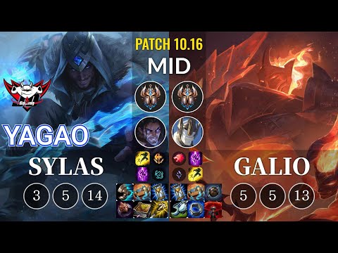 JDG Yagao Sylas vs Galio Mid - KR Patch 10.16