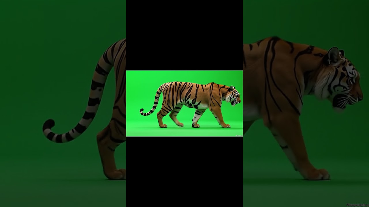 Realistic Tiger Walking left to right Green Screen Effect #tiger #animals #wildanimals #chromakey