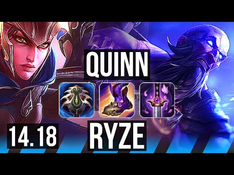 QUINN vs RYZE (MID) | Rank 9 Quinn, 700+ games, Dominating | NA Grandmaster | 14.18