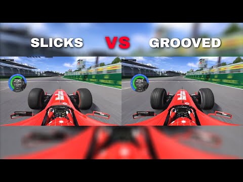 FERRARI F2004 𝗦𝗟𝗜𝗖𝗞𝗦 VS 𝗚𝗥𝗢𝗢𝗩𝗘𝗗 TYRES: THIS IS THE DIFFERENCE! 😳