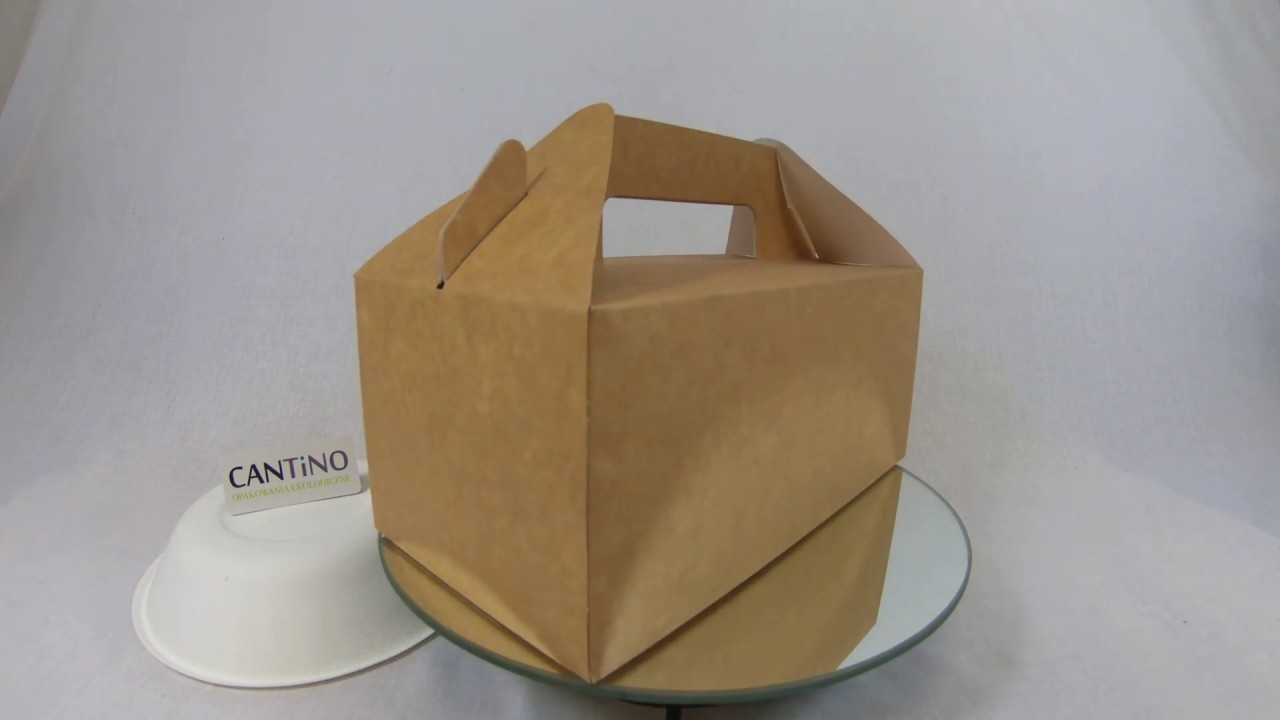 Ekologiczne opakowanie na ciasta z uchwytem kraft S - cantino.pl