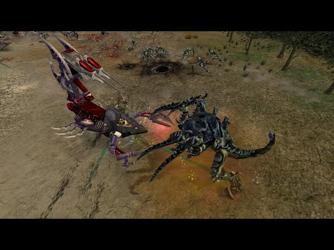 Tyranids vs Dark Eldar vs Necrons vs Imperial Guard - Titanium Wars - WH 40K Dawn Of War Soulstorm