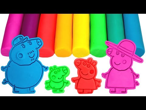 Peppa Pig Family \u0026 Friends Play Doh Molds Learn Colors Painting Peppa Surprise Toys Compilation