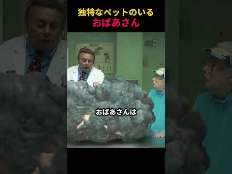 独特なペットのいるおばあさん