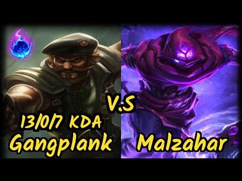 Hydrogen (GANGPLANK) vs MALZAHAR - 13/0/7 KDA MID GAMEPLAY - BR Ranked DIAMOND