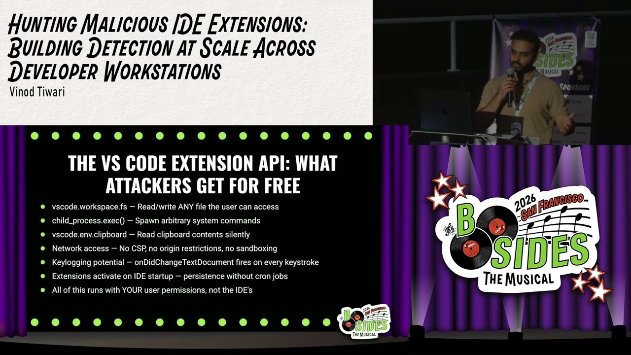 BSidesSF 2026 - Hunting Malicious IDE Extensions: Building Detection at Scale... (Vinod Tiwari)