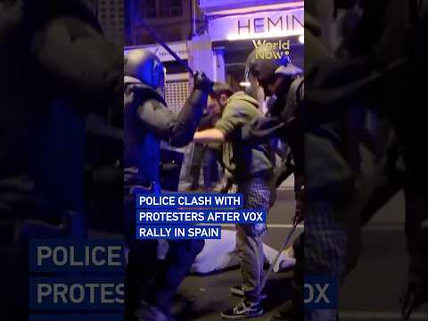 Police clash with protesters after Vox rally in Spain #worldnow