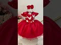 Vestido Infantil Vermelho Renda Aplique Flores Borboletas