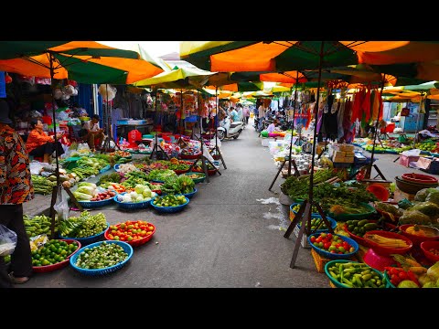 Cambodian routine foods, massive food tour, amazing morning market scenes