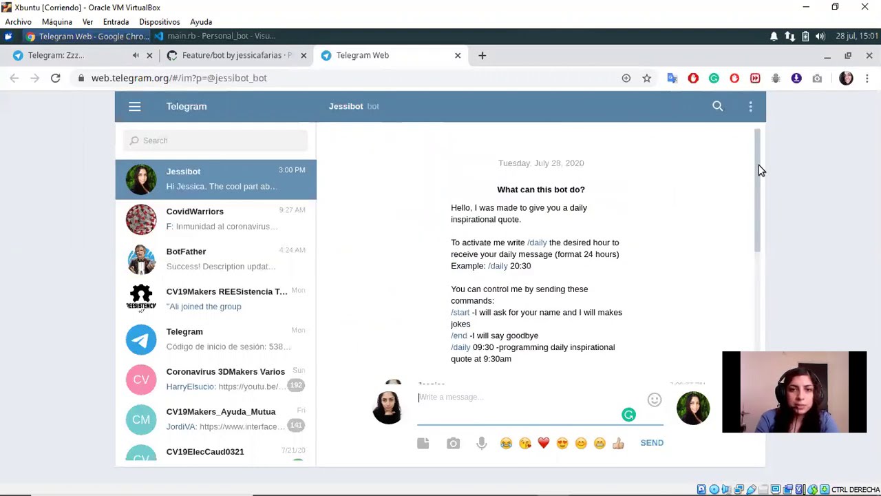 Telegram bot- daily notifications (Ruby)