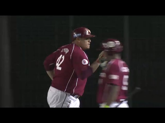 【9回表】ポール直撃の特大アーチ!! イーグルス・アマダーの来日1号は土壇場で試合を振り出しに戻す2ランホームラン!! 2016/7/30 M-E