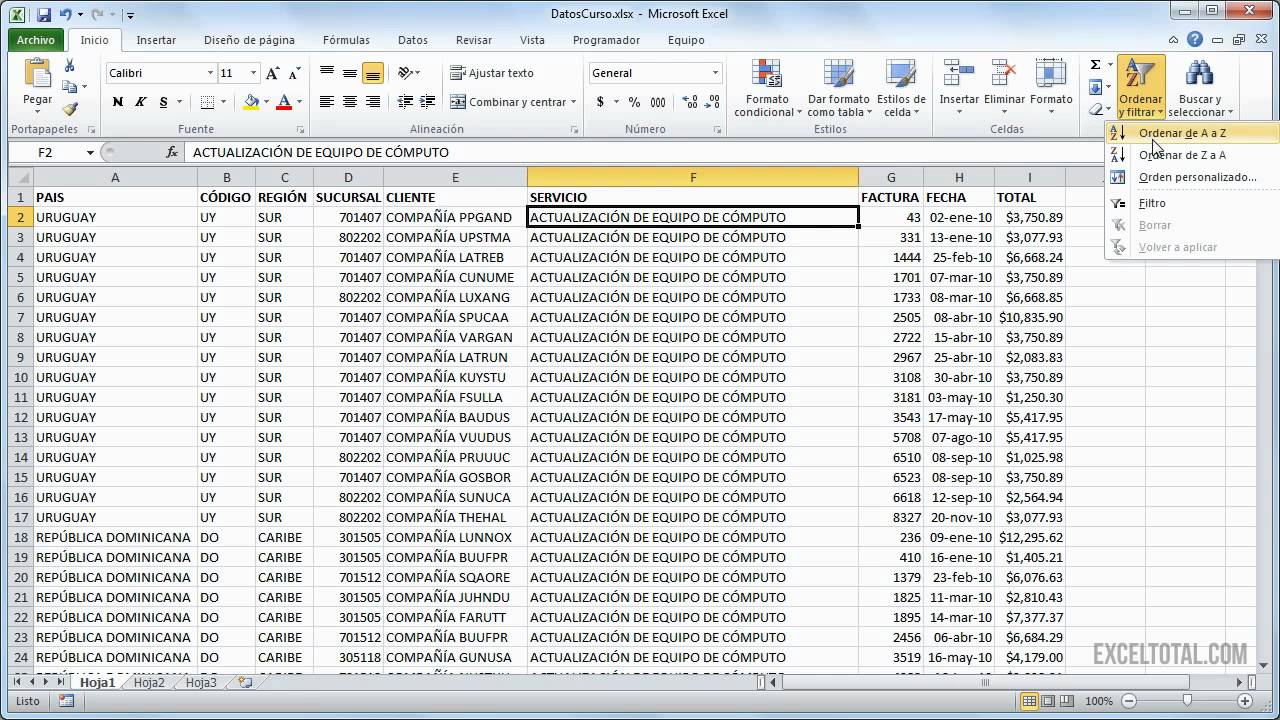 Cómo ordenar datos en Excel