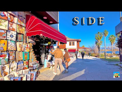 SIDE ⚜️ Antalya Region 4K Winter Spaziergang durch die Altstadt TÜRKEI
