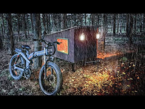 THUNDERSTORM IN A BIKE CAMPER with my Dog!