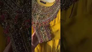 Hand Embroidered Mustard Pure Chiffon Suit - Video 1