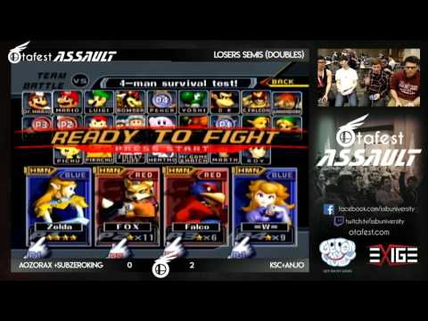 Otafest Assault 2017 - Melee Doubles Losers Semis - AozoraX + Subzer0king (Blue) vs KSC + Anjo (Red)
